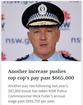 Top cop in Australia, with another salary increase