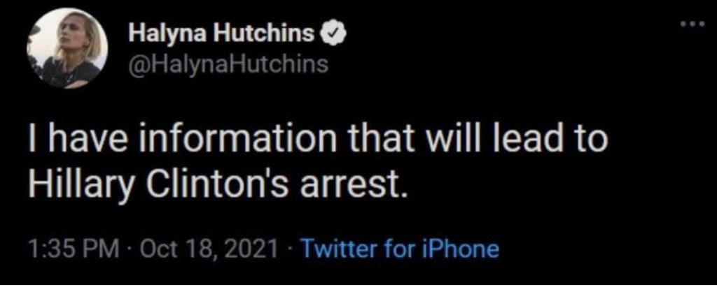 Another coincidence with the murder of Halyna Hutchins after talking about … Clinton