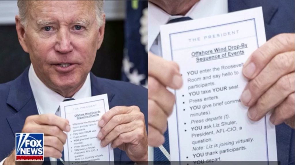 Biden showed the notes through which he was managed